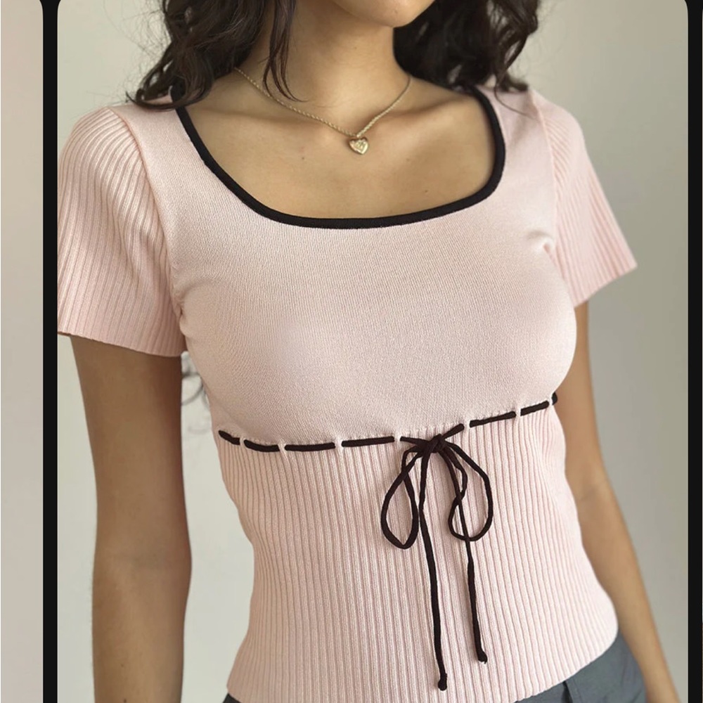 Motel rocks frauke top in blush pink with black